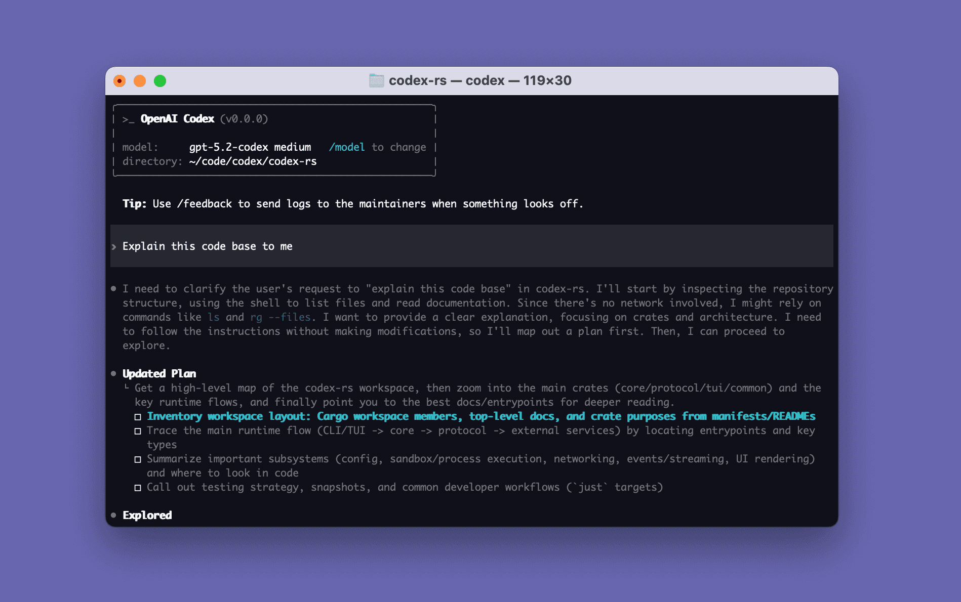 Aplicativo do OpenAI Codex com tarefas paralelas de programação