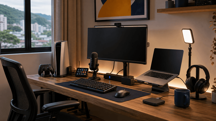 Gaming e creator 2026: 10 rotas de setup, console e streaming